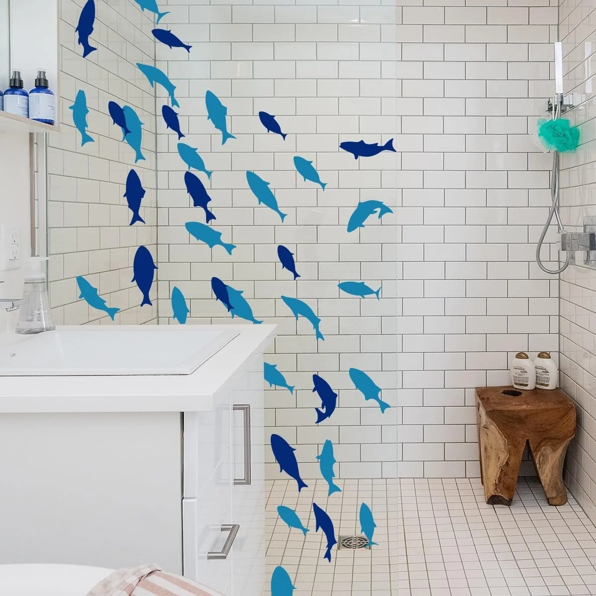 Набор наклеек на стену Fish 143 x 57 см Синий, фото №6