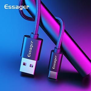 Зарядный кабель Red ESSAGER USB Type-C 3A 2метра(PS) synthetic.ua - Фото 1