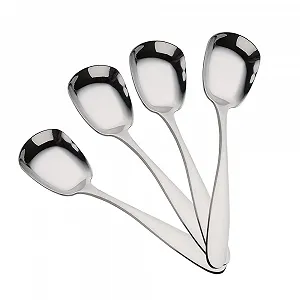 Набор из 4 квадратных ложек из нержавеющей стали Brand Series Model Цвет: Ложка столовая из нержавеющей стали, 18 см / 4,8 дюйма, полированная, серебряная - Фото 1