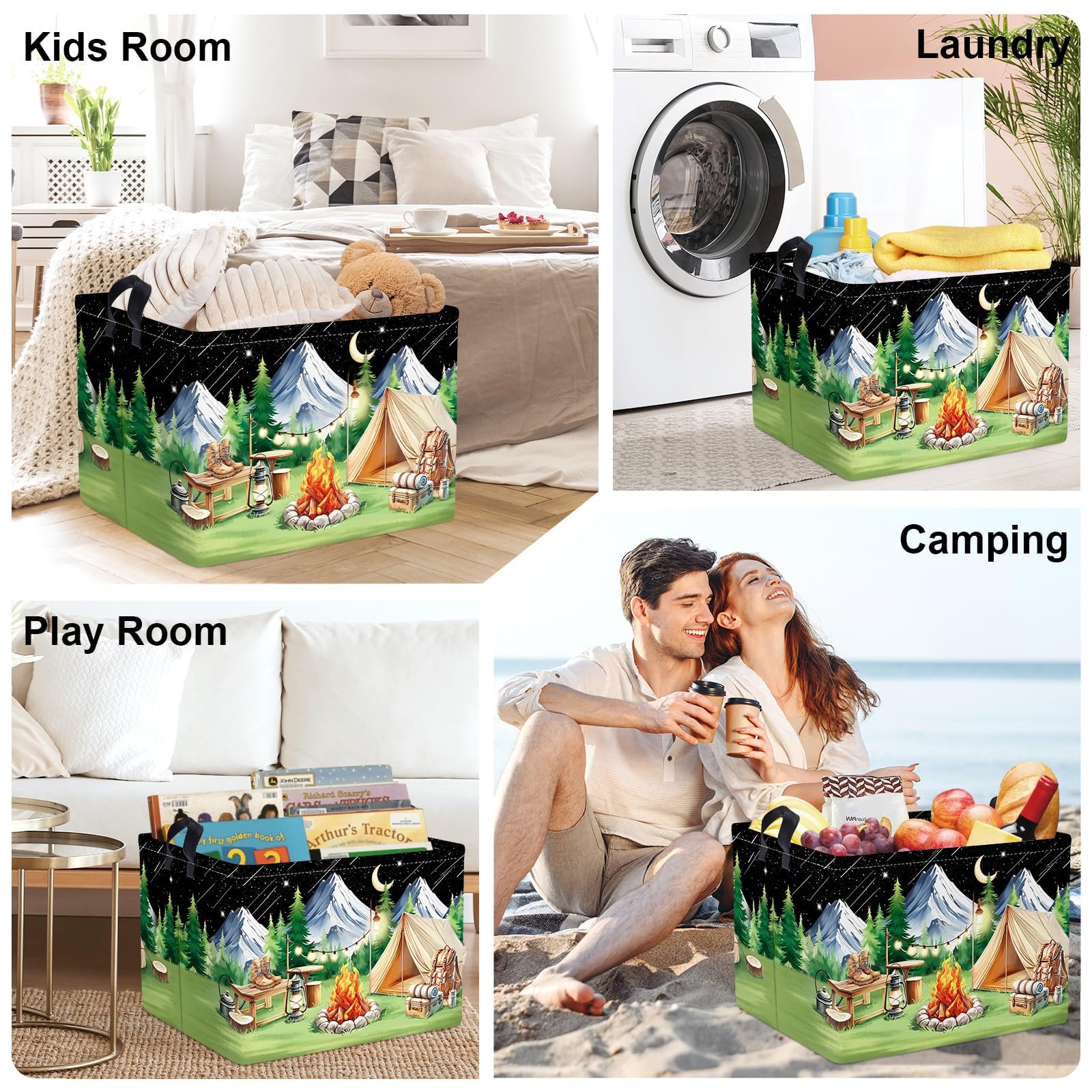 Корзина HUUMONSS для игрушек для кемпинга ночью Складная для мальчиков девочек 36л, фото №7