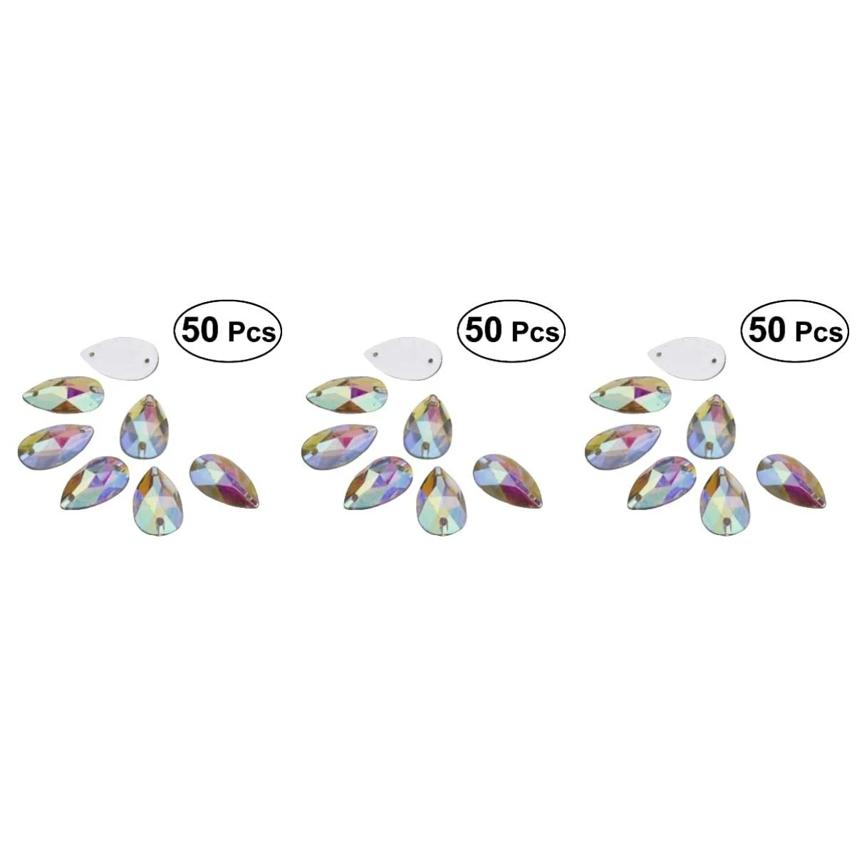 Стрази FRCOLOR Форма водоспаду 150 шт., смола, плоска задня частина, колір AB, фото №8