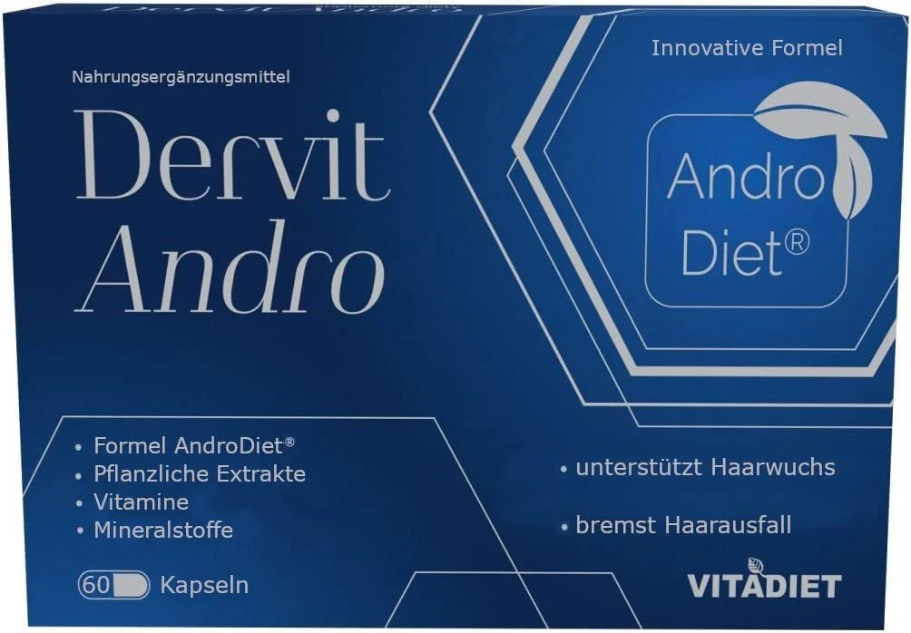 Капсули Dervit Блокатор DHT при андрогенній втраті волосся для жінок та чоловіків 60 шт., фото №2