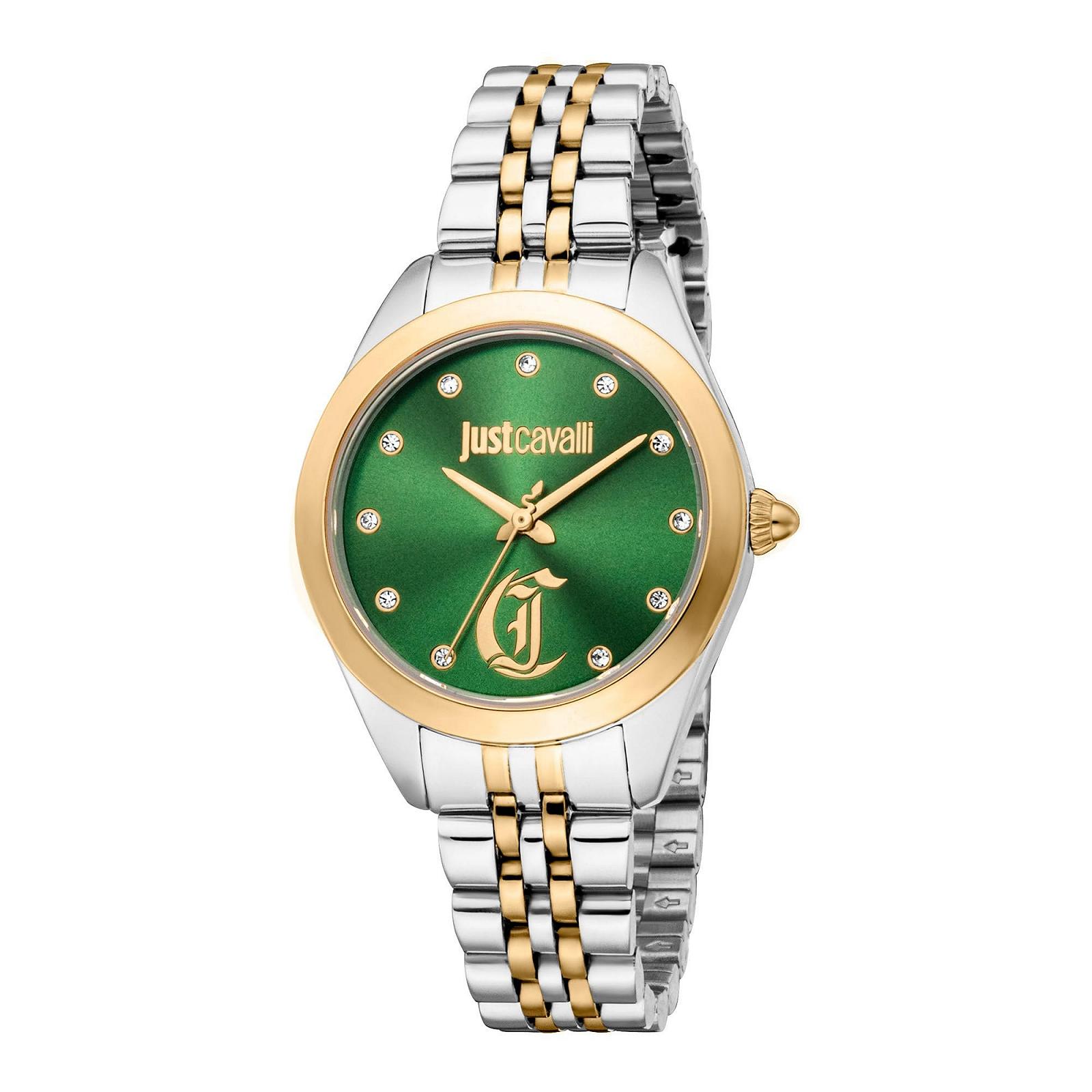 Женские аналоговые часы Just Cavalli JC1L309M0085, кварцевые, ремешок из нержавеющей стали, темно-зеленый, фэшн, фото №1