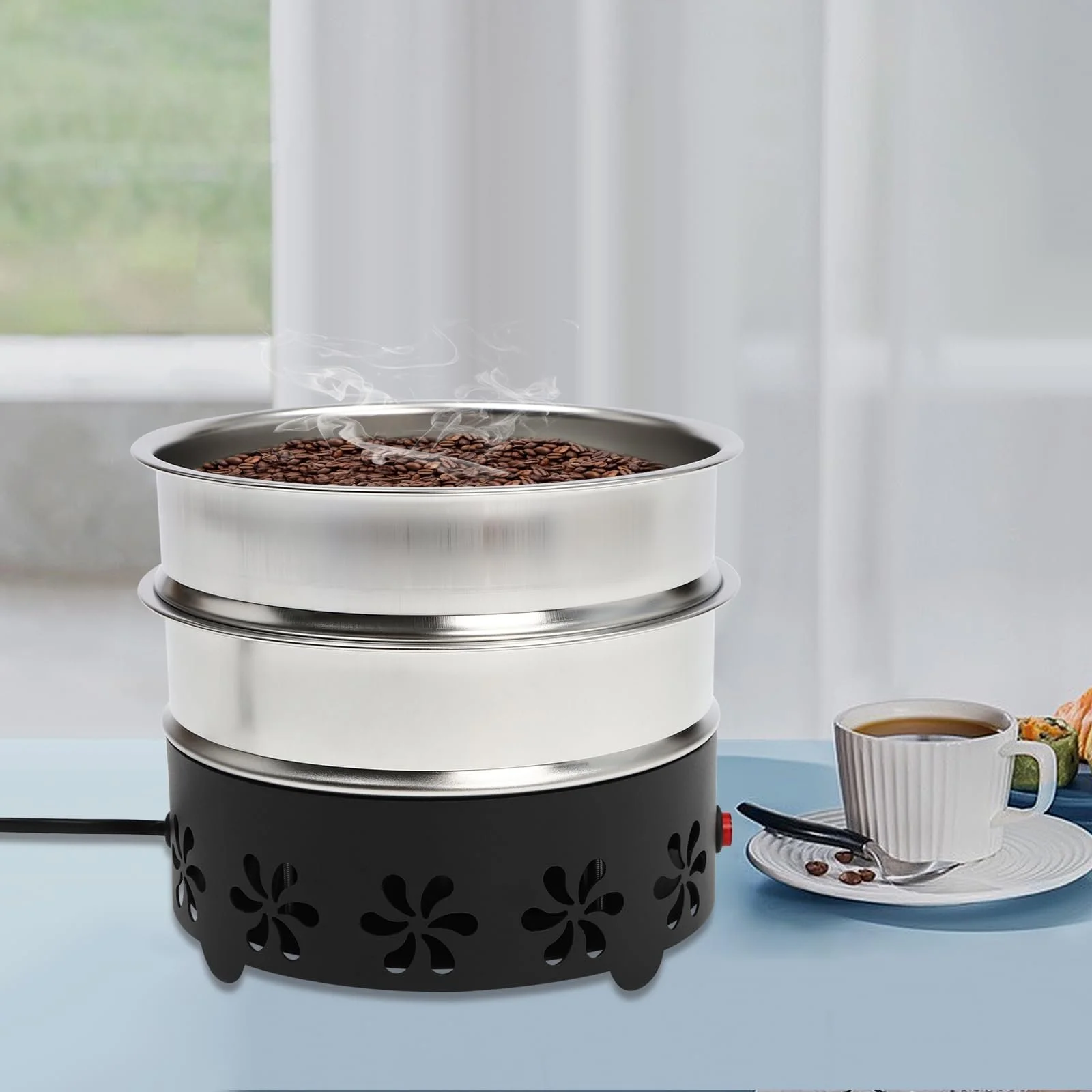 Охладитель кофейных зерен электрический, охлаждающая машина для зерен из нержавеющей стали 304, двойной слой, емкость 0,6 кг, для домашнего обжаривания, фото №3