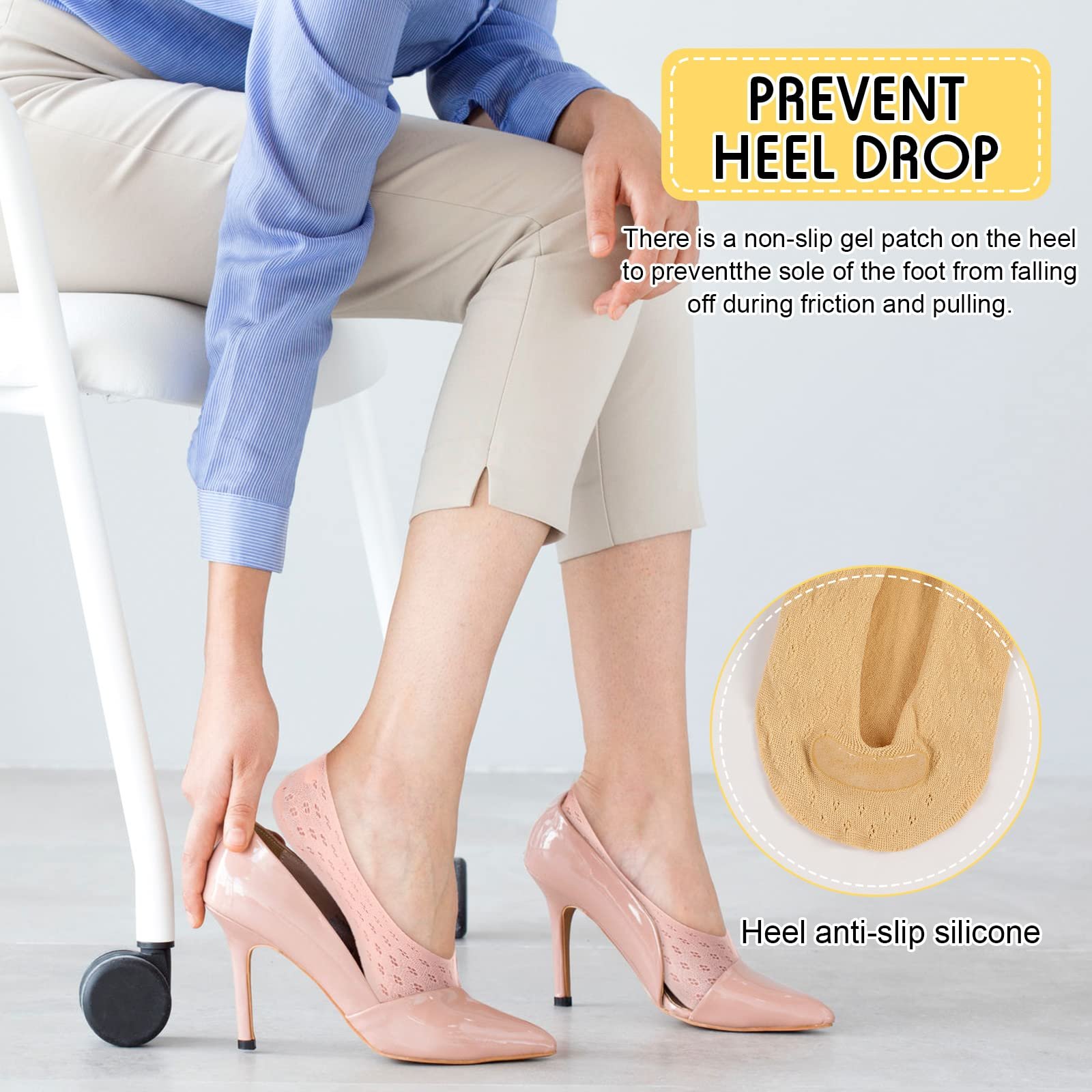 Носки с пятью пальцами Geyoga 3 пары Ортопедические компрессионные носки-невидимки Розовый, черный, хаки, фото №3