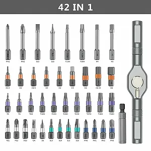 Набір магнітних викруток 42-в-1 з тріскачкою та Т-подібним руків’ям synthetic.ua - Фото 1