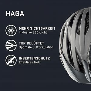Шолом велосипедний міський ALPINA Haga амортизуючий, безпечний, оптимально регульований з інтегрованим світлодіодним ліхтарем для дорослих synthetic.ua - Фото 1