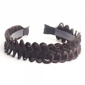 Жіночий обруч для волосся з плетеною косою, темно-коричневий - Фото 1