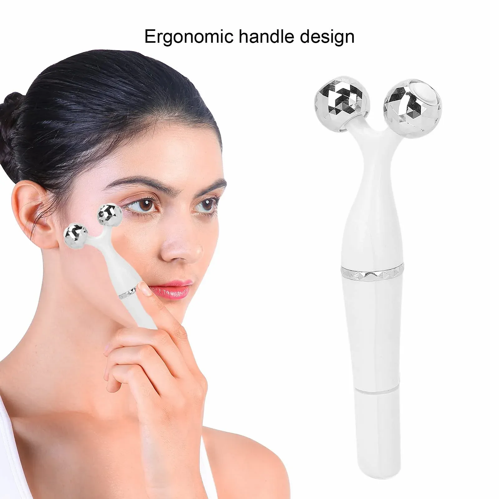 3 в 1 Ролик для масажу обличчя 3D Електричний косметичний ролик, фото №4