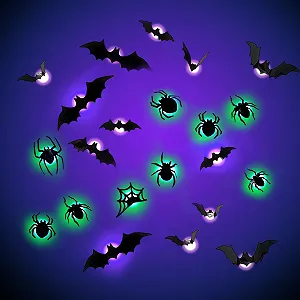 Набір декору на Хелловін 30 шт. 3D LED кажани павуки наклейки Готичний стиль - Фото 1