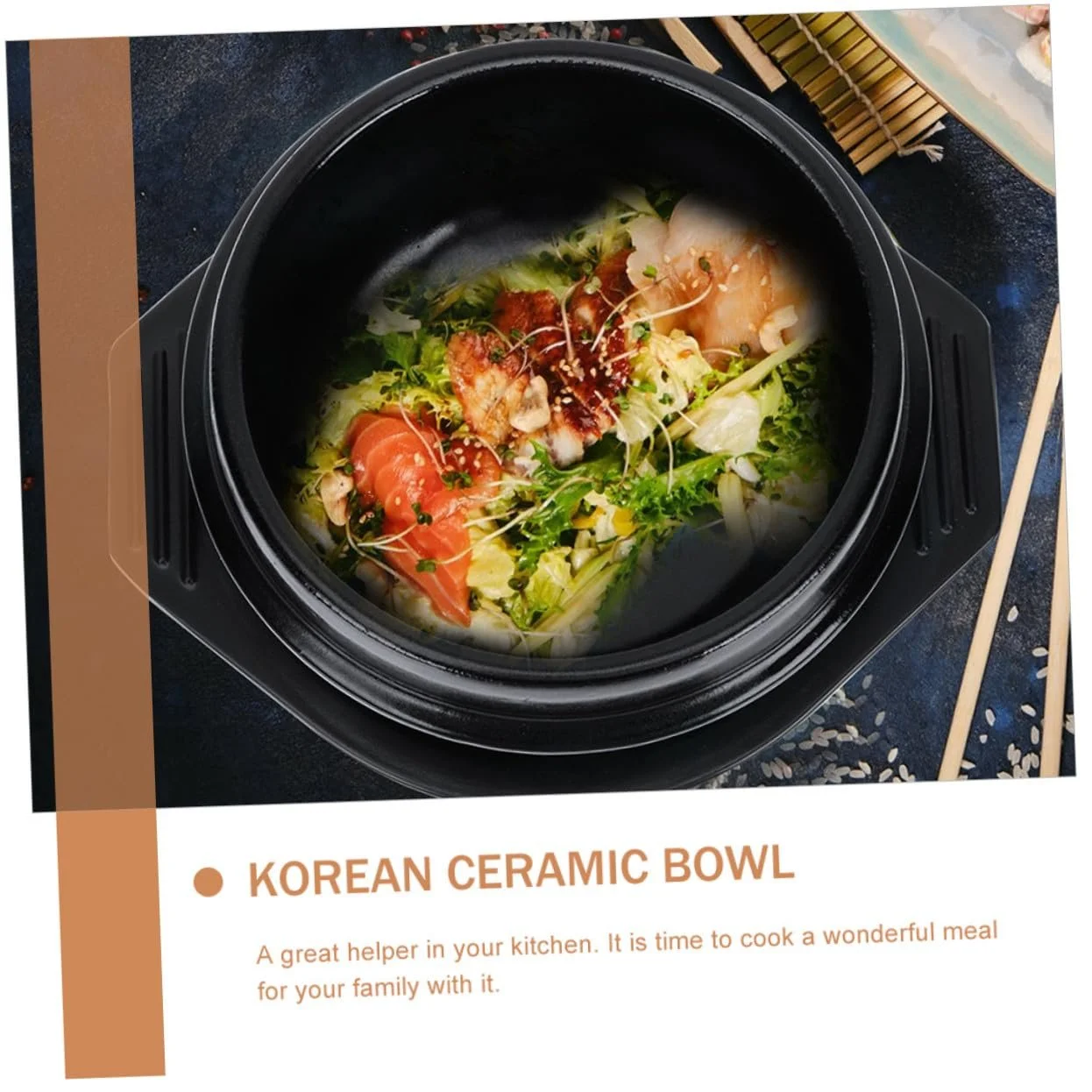 Керамічний горщик для приготування Bibimbap з блюдцем термостійкий міцний глиняний, фото №4