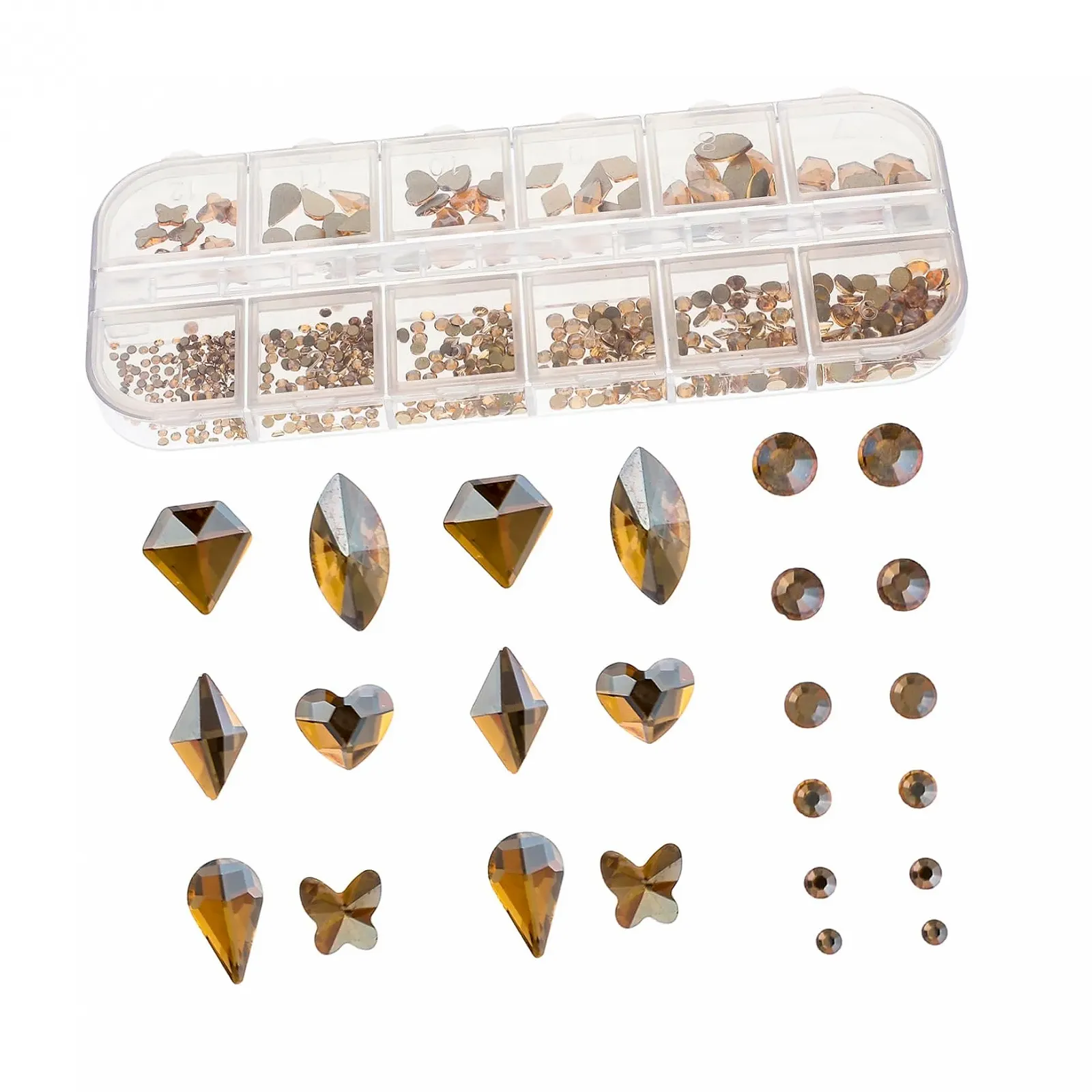 Стрази для нігтів PLAFOPE Скляні, плоскі, 12 сіток, DIY манікюру, фото №1