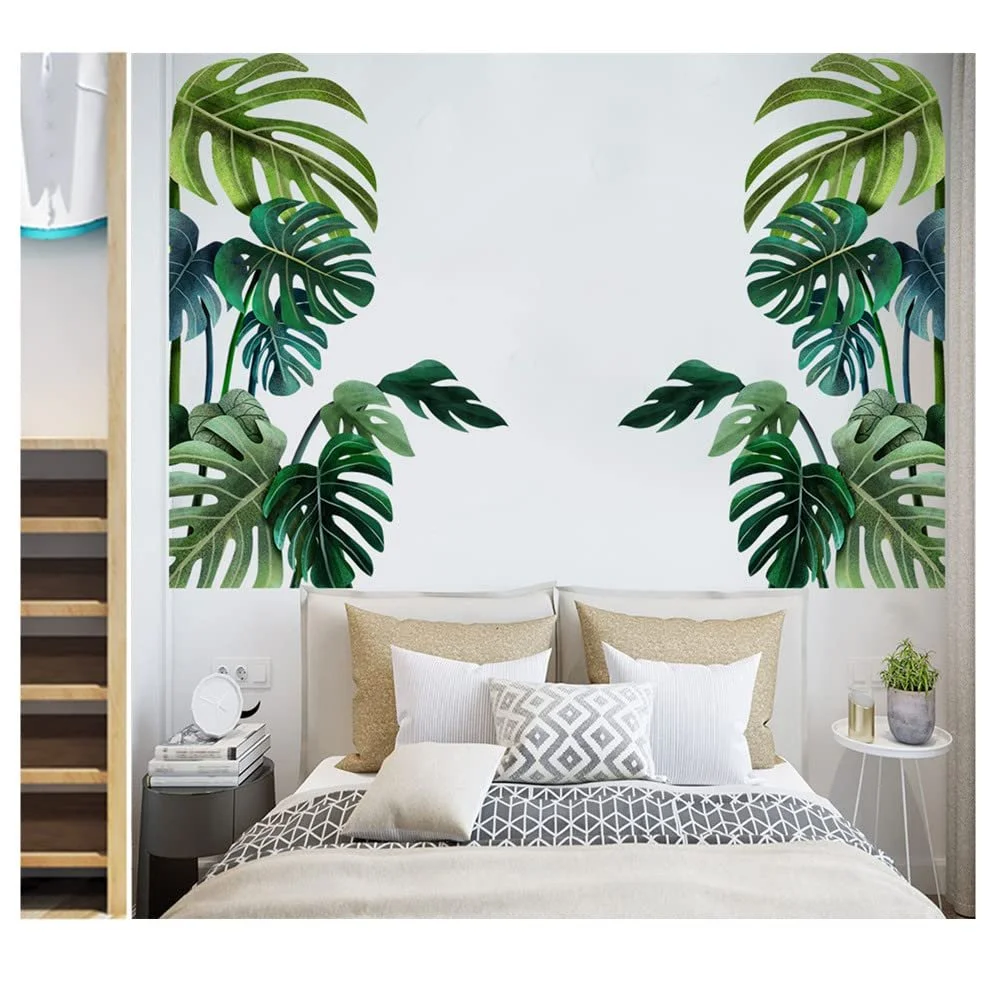 Наклейка на стіну Tropical Green Leaves Plant Turtle Leaf DIY Велика Зелена, фото №2