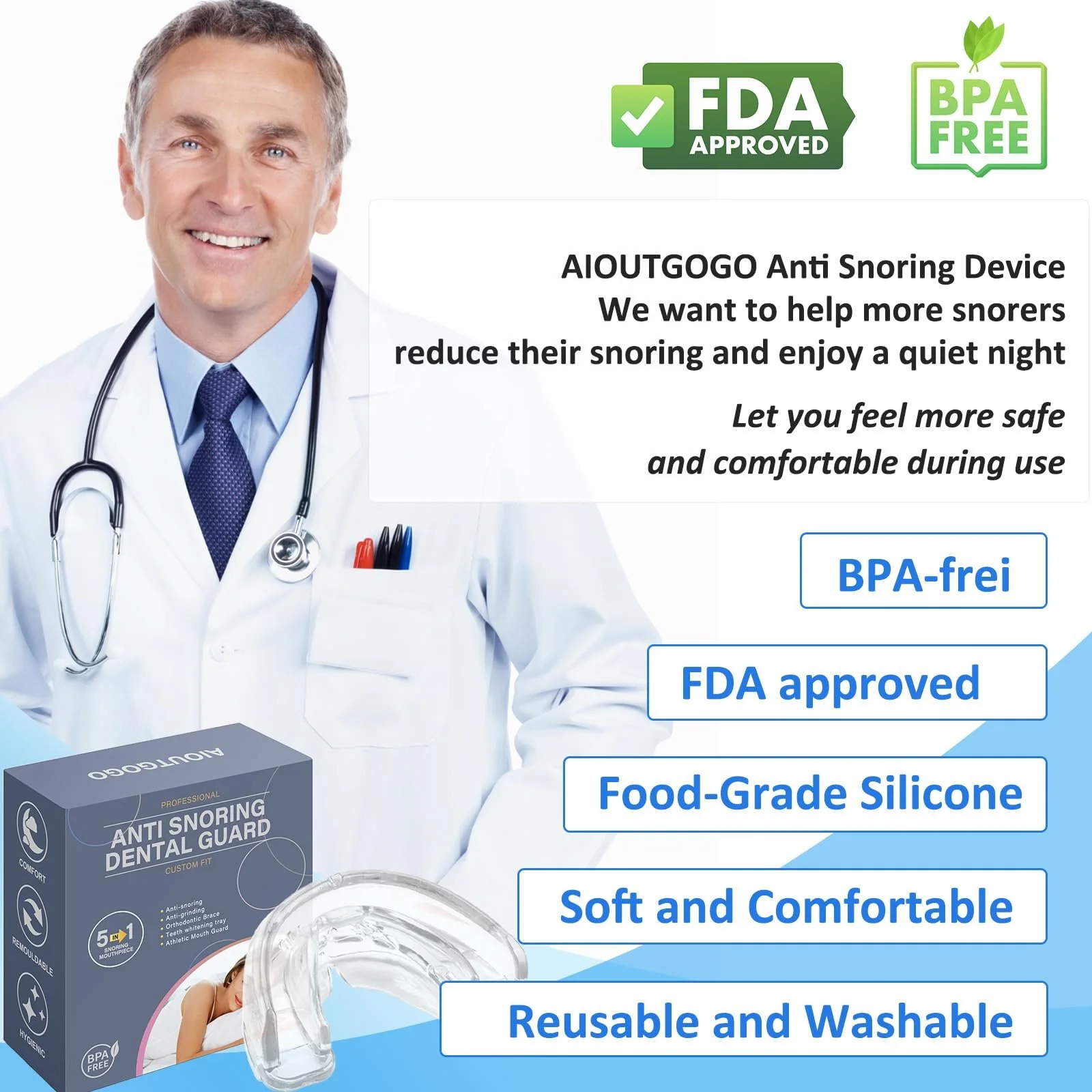 Засіб від хропіння AIOUTGOGO, шина, фото №3 Засіб від хропіння AIOUTGOGO, шина, фото №3