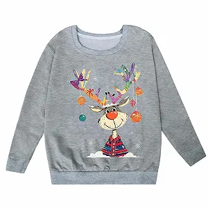 Рождественский джемпер для девочек, с длинными рукавами, с круглым вырезом, мягкий повседневный джемпер для рождественского сезона synthetic.ua - Фото 1