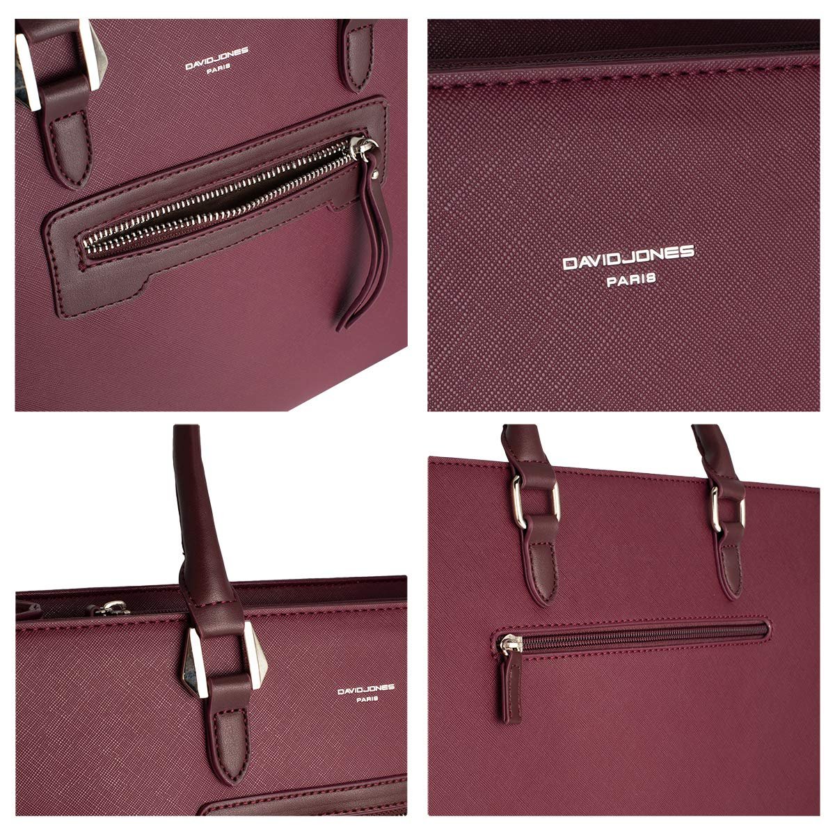 Сумка-шоппер David Jones, большая, с короткими ручками, из полиуретановой кожи, с множеством отделений, красная, фото №5