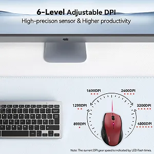 Мышь Беспроводная TeckNet Classic 2.4G USB Оптическая 4800 DPI 6 уровней регулировки, нано-приемник, 6 кнопок synthetic.ua - Фото 1