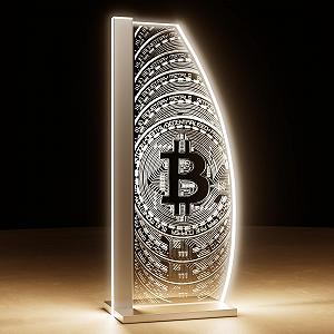 Настільна лампа LED Скляна з гравіюванням Bitcoin Goldrush Срібляста - Фото 1
