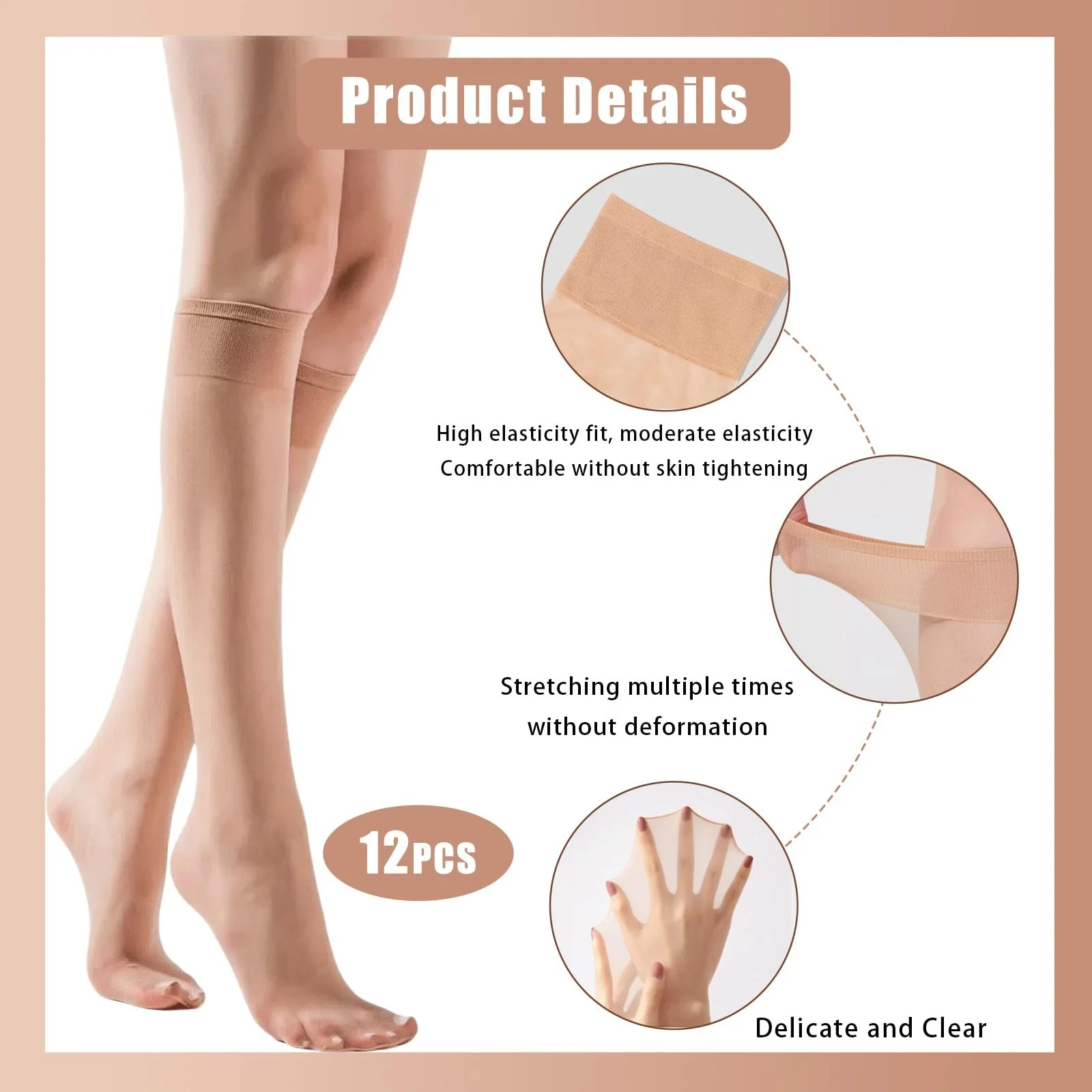 Шкарпетки гольфи жіночі з нейлону 12 пар, Універсальний розмір, фото №4 Шкарпетки гольфи жіночі з нейлону 12 пар, Універсальний розмір, фото №4