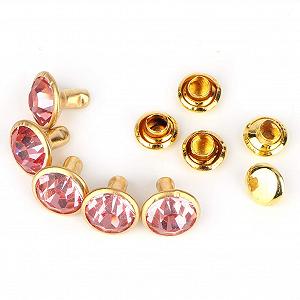 Декоративные стразы Золотая оправа + Розовый бриллиант - Фото 1