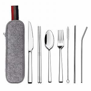 Набір Camping Cutlery Portable матовий нержавіюча сталь 7 шт чорний - Фото 1