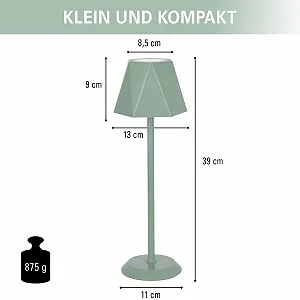 Настільна лампа Clauss Clauss 10010 LED USB Акумуляторна Бездротова з димером Металева IP54 Зелена synthetic.ua - Фото 1