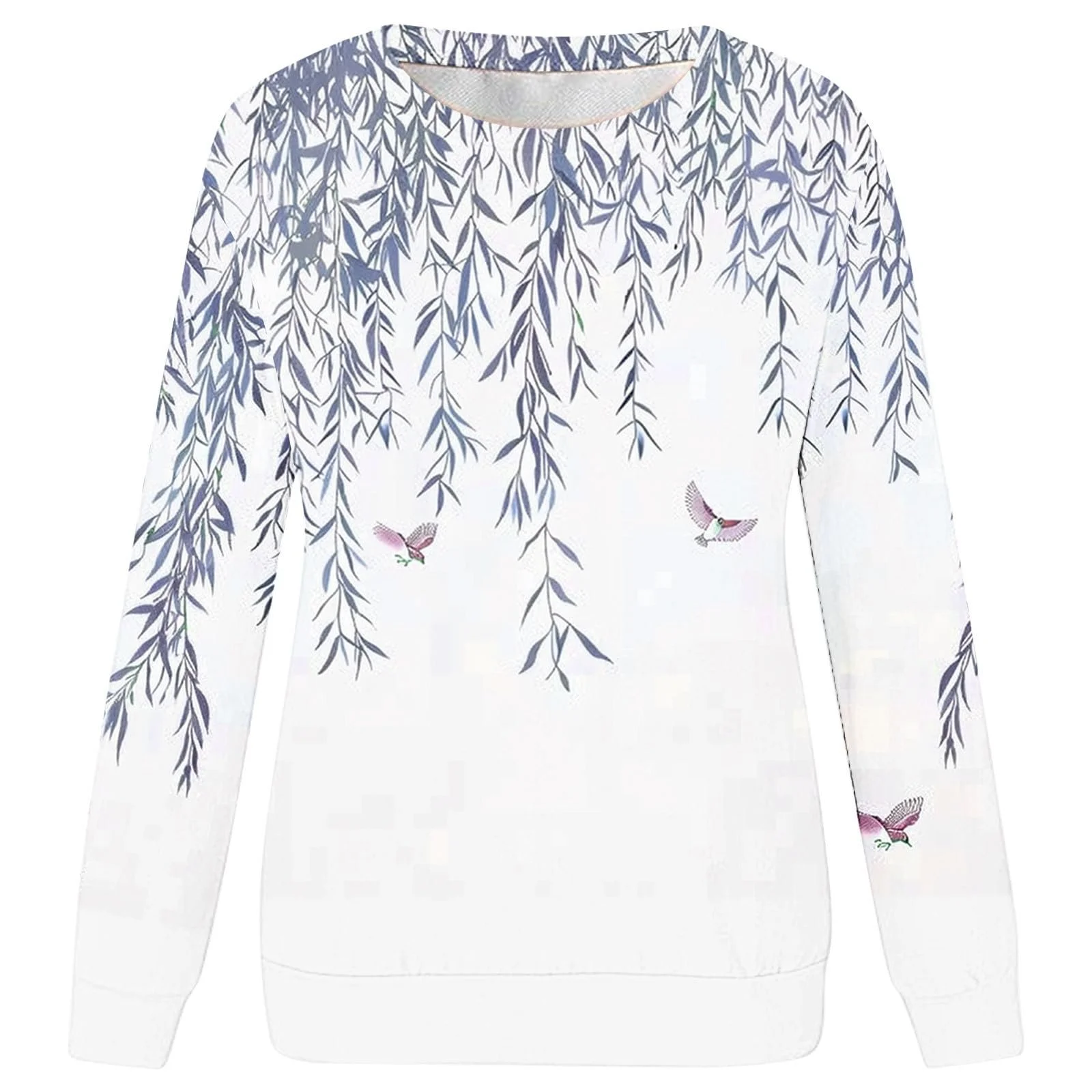 Женский Свитшот Komiseup Однотонный Oversized С круглым вырезом Длинный рукав Осень Зима Элегантный С цветочным принтом Свободный Спортивный для девочек-подростков Без капюшона 21, фото №4