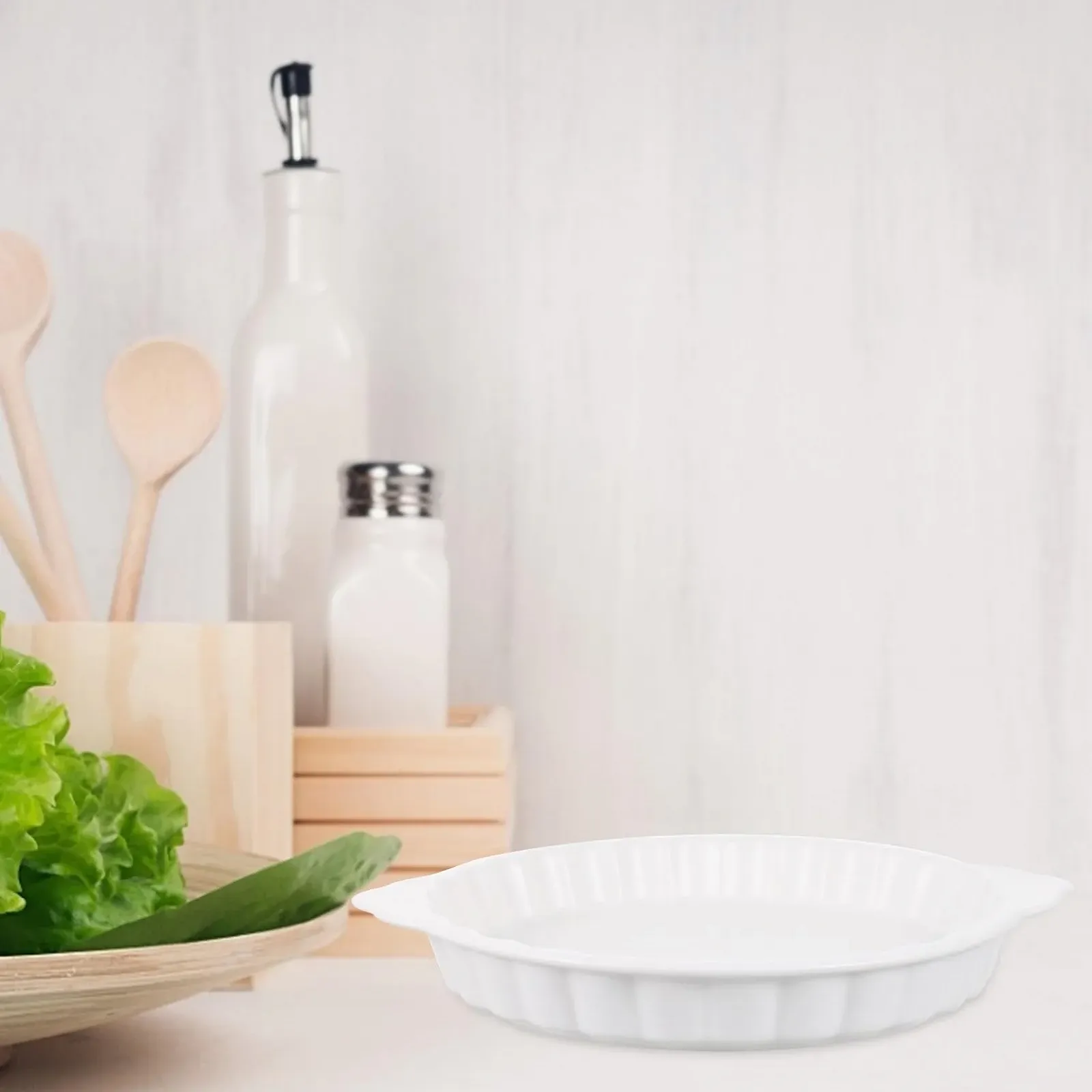 Форма для запікання керамічна кругла з ручками Біла, фото №6 Форма для запікання керамічна кругла з ручками Біла, фото №6