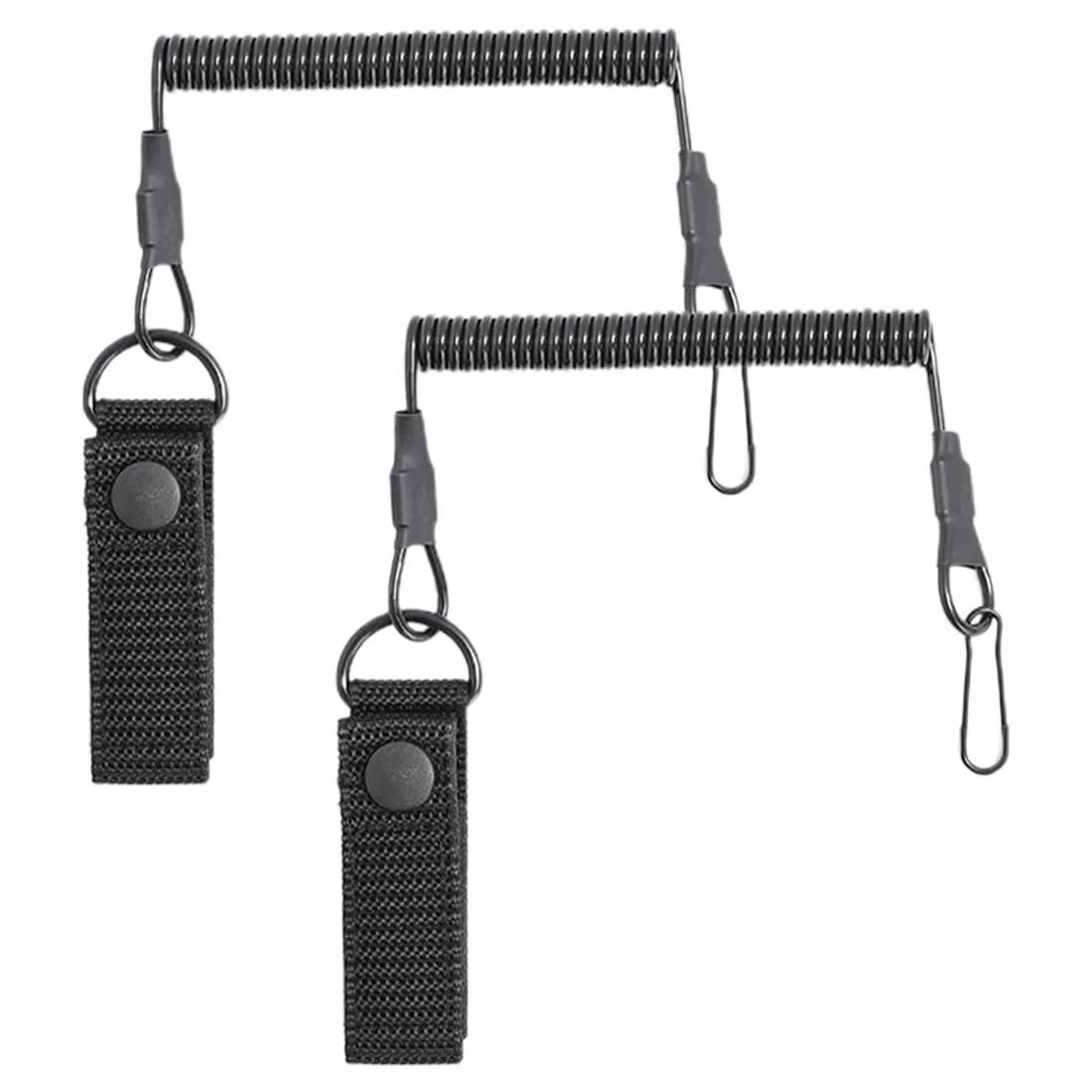Тактичний Брелок JTKREW Спіральний Карабін 2шт чорний, фото №1