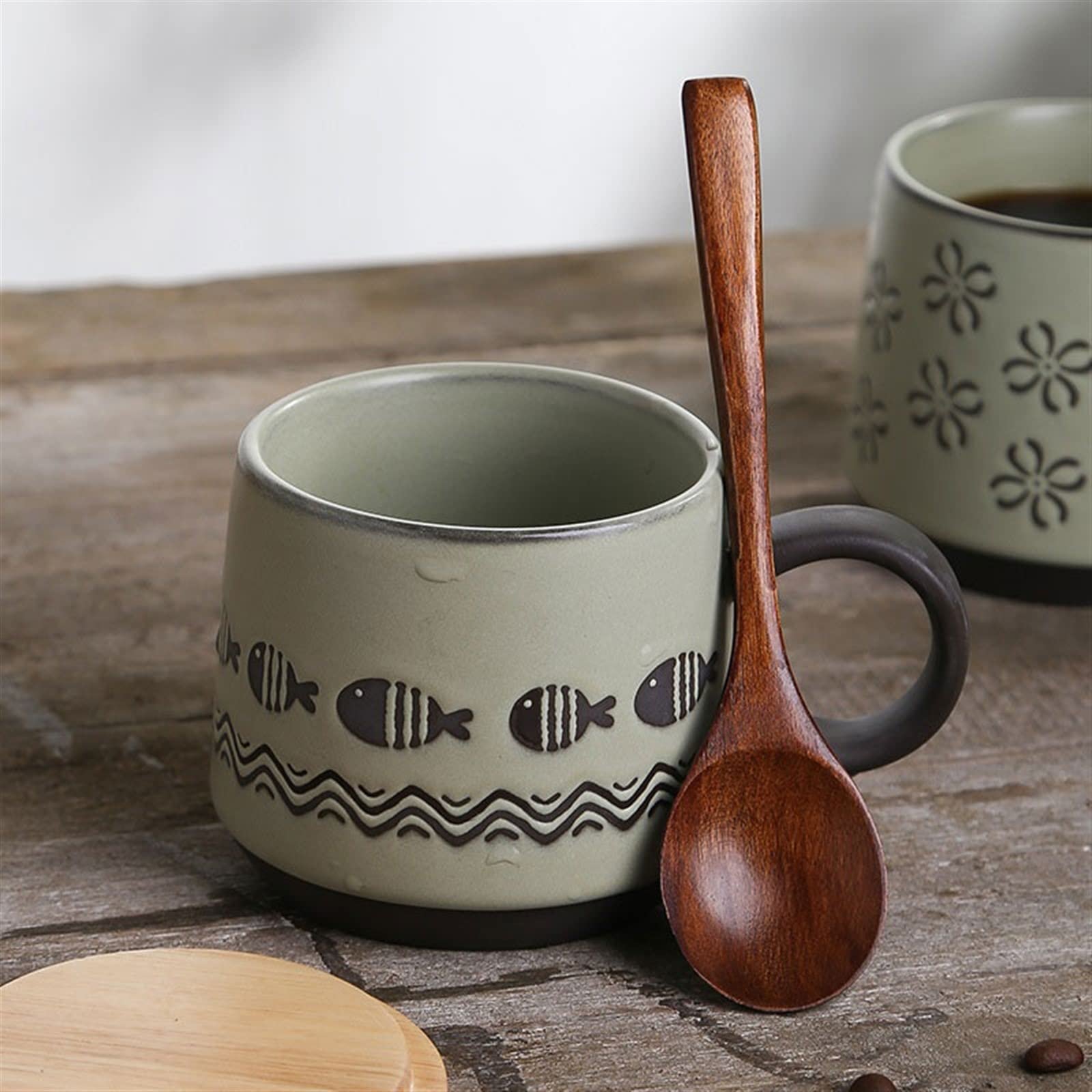 Керамическая кружка Винтажный стиль грубой керамики 450 мл Серый, фото №3