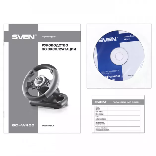 Руль Sven GC-W400 c педалями, vibration, 10 дополнительных кнопок, фото №6