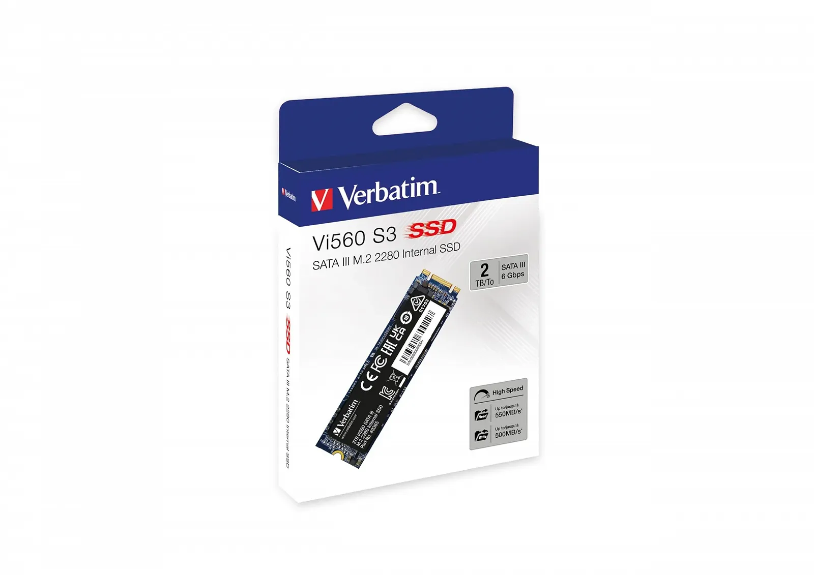 SSD-накопитель Verbatim Vi560 S3 2TB Internal SATA III M.2 2280 3D NAND 550 МБ/с Black, фото №4 SSD-накопитель Verbatim Vi560 S3 2TB Internal SATA III M.2 2280 3D NAND 550 МБ/с Black, фото №4