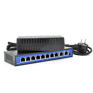 Коммутатор Voltronic PoE 48V из 8 портами 100Мбит 2 порт Ethernet UP-Link корпус металл black БП в комплекте Q18