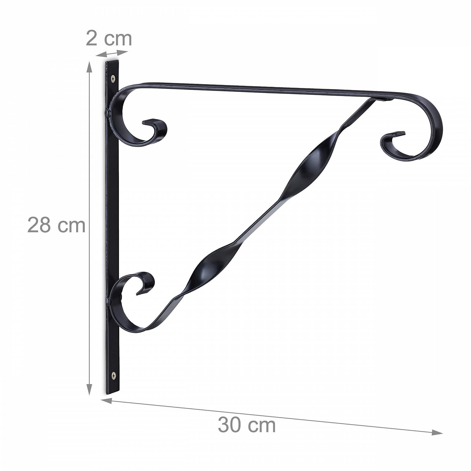 Кронштейни для підвісних кошиків Relaxdays Набір 2 шт. 28 x 30 x 2 см Залізо Чорний, фото №4 Кронштейни для підвісних кошиків Relaxdays Набір 2 шт. 28 x 30 x 2 см Залізо Чорний, фото №4