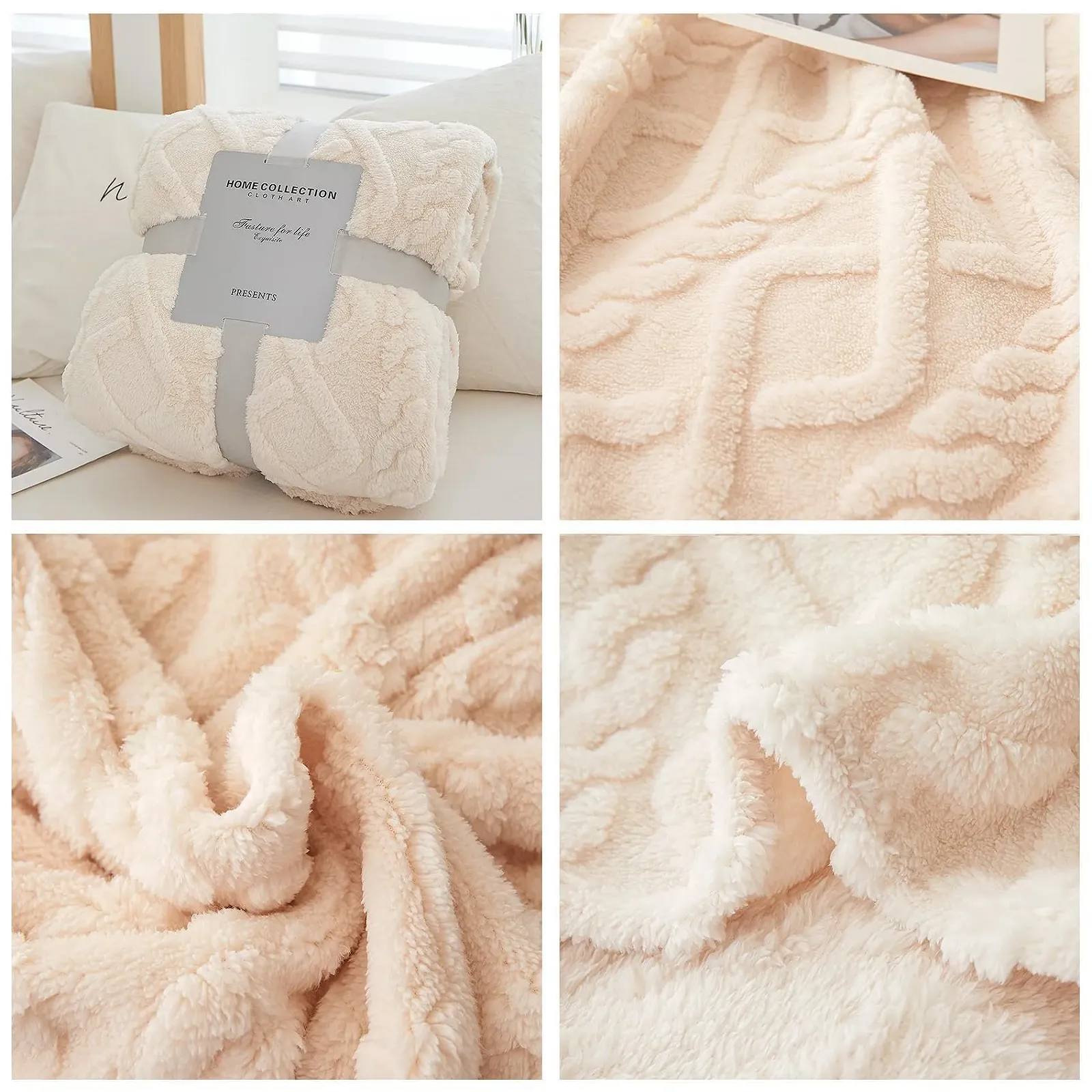 Одеяло Mezzar Cuddly Fluffy, Плюшевое, Флисовое, Фланелевое, для дивана, кровати (Белый, 200 x 230 см), фото №2