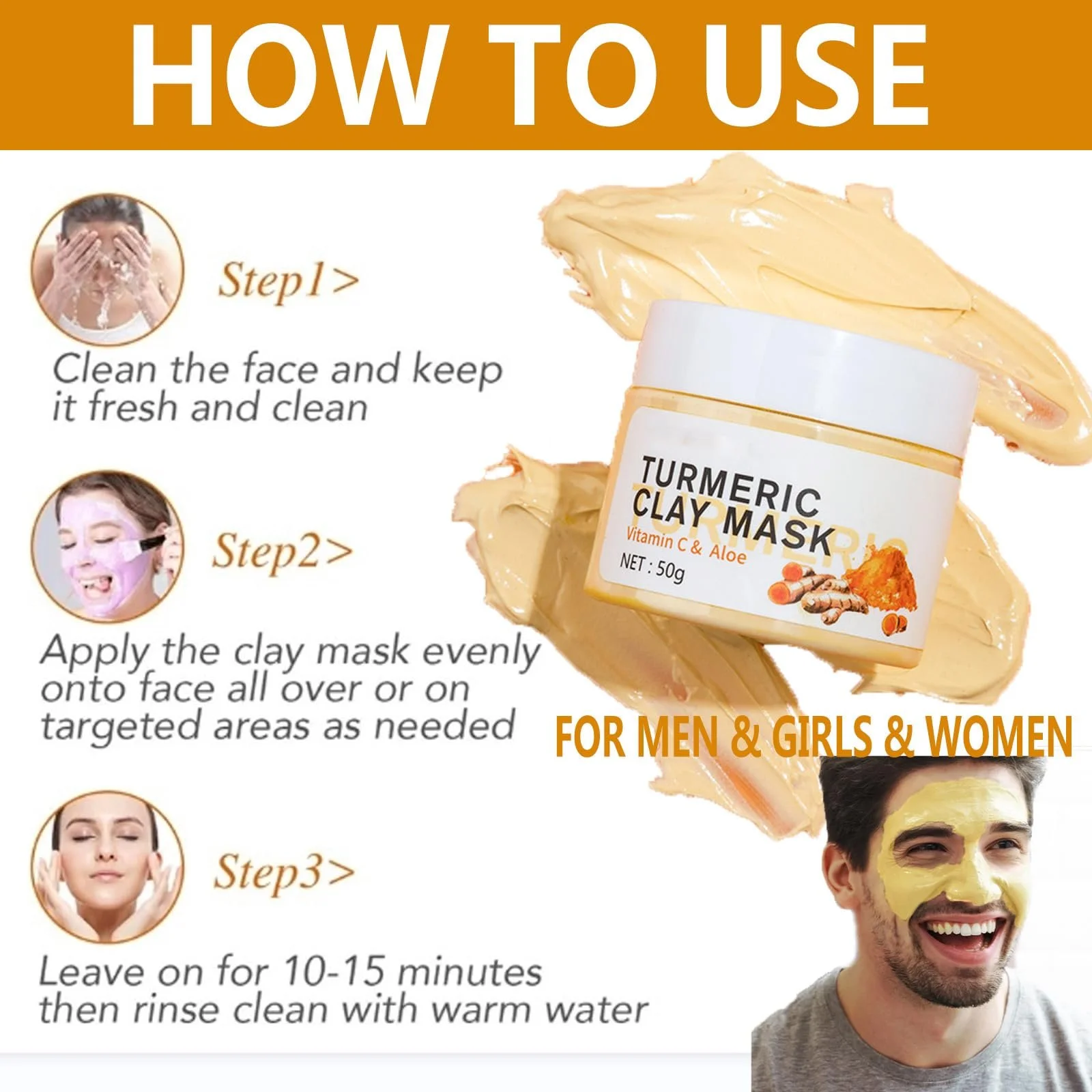 Маска для обличчя Куркума, Очищуюча маска для обличчя від темних плям, фото №7