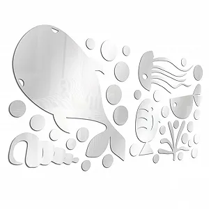Наклейка на стіну KOMBIUDA Акрилове Дзеркало Морська тварина Самоклеюча Срібна Медуза - Фото 1
