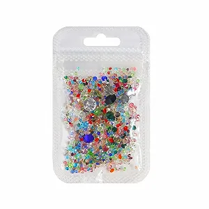 Стрази для нігтів з кольорової смоли 8г, загострене дно, багатоколірні блискучі - Фото 1