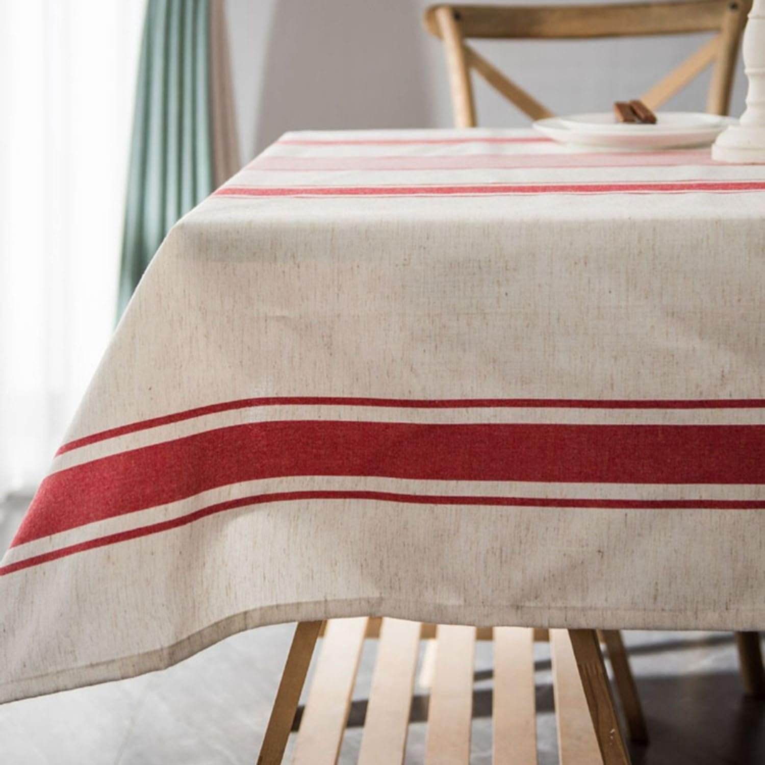Скатертина Vintage French Red Striped бавовняна 56 x 71 дюйм Red, фото №2