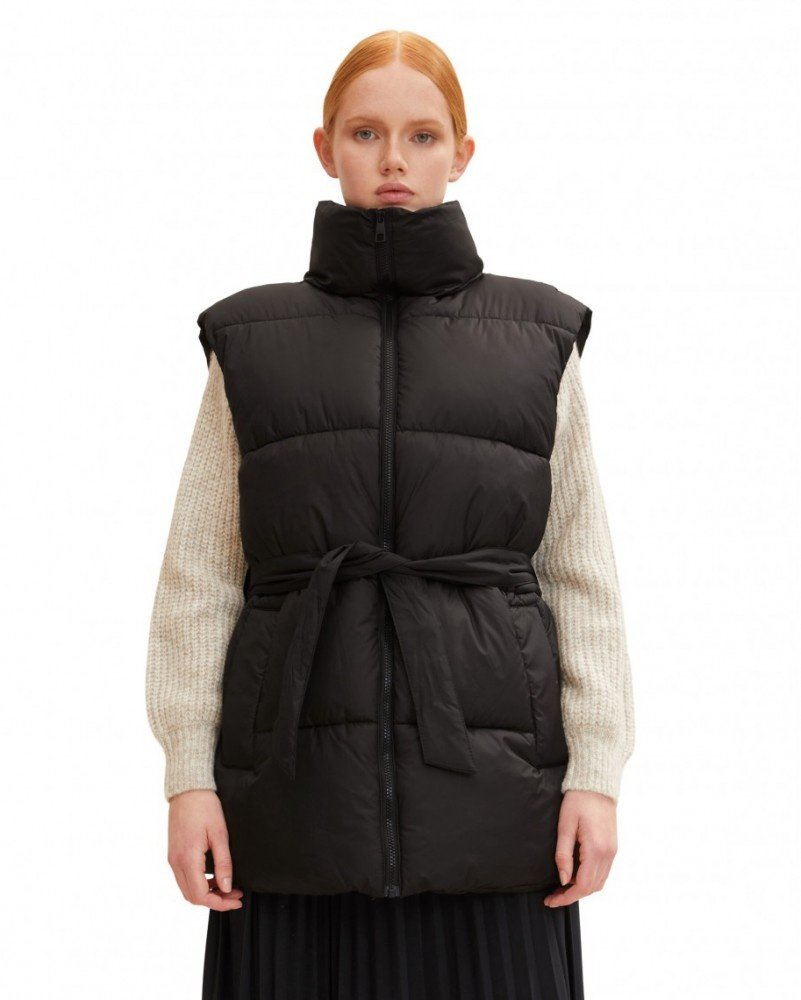 Жилетка belted puffer vest 1033562-14482 Tom Tailor Чорний L, фото №1