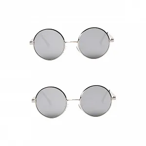 Солнцезащитные очки Круглые PACKOVE Металлическая оправа Зеркальные линзы UV400 - Фото 1