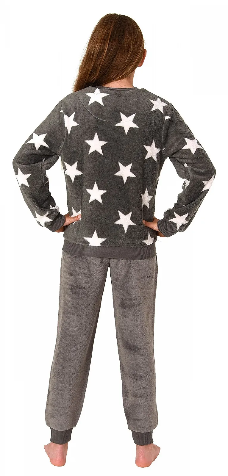 Пижама с длинными рукавами для девочек Normann, с манжетами, звездный вид, из мягкого теплого кораллового флиса, фото №4