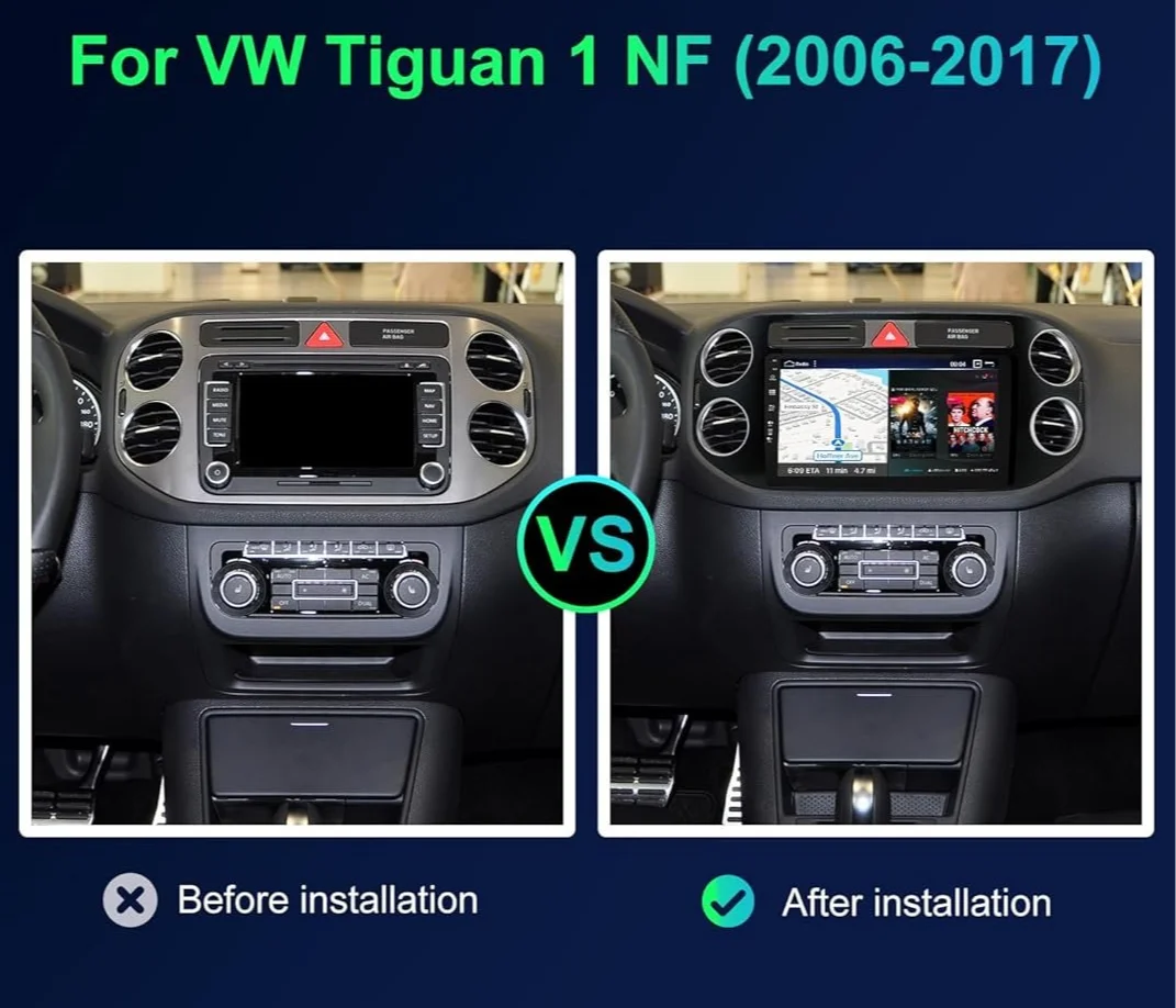 Штатная автомагнитола SXAUTO для VW Tiguan 1 NF 2006-2017 / 9" / Сенсорная / 8/256Гб / Android 13 / Apple CarPlay / Android Auto / Bluetooth / WI-FI / GPS / USB, фото №2