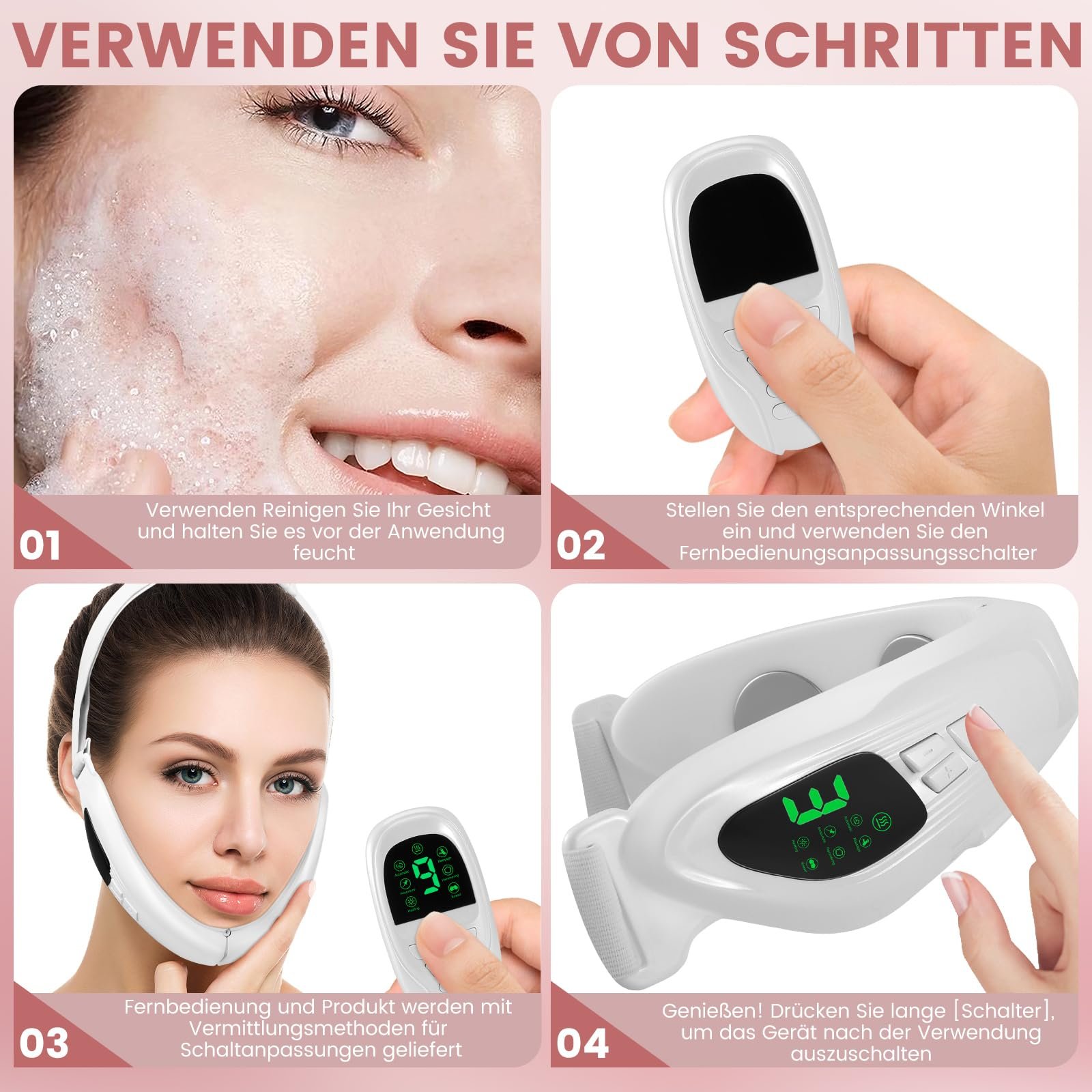 Електричний V-подібний масажер для формування обличчя EMS Gua Sha з дисплеєм, масажер для обличчя для видалення подвійного підборіддя з 6 EMS і 18 рівнями інтенсивності проти зморшок, для поліпшення, фото №6