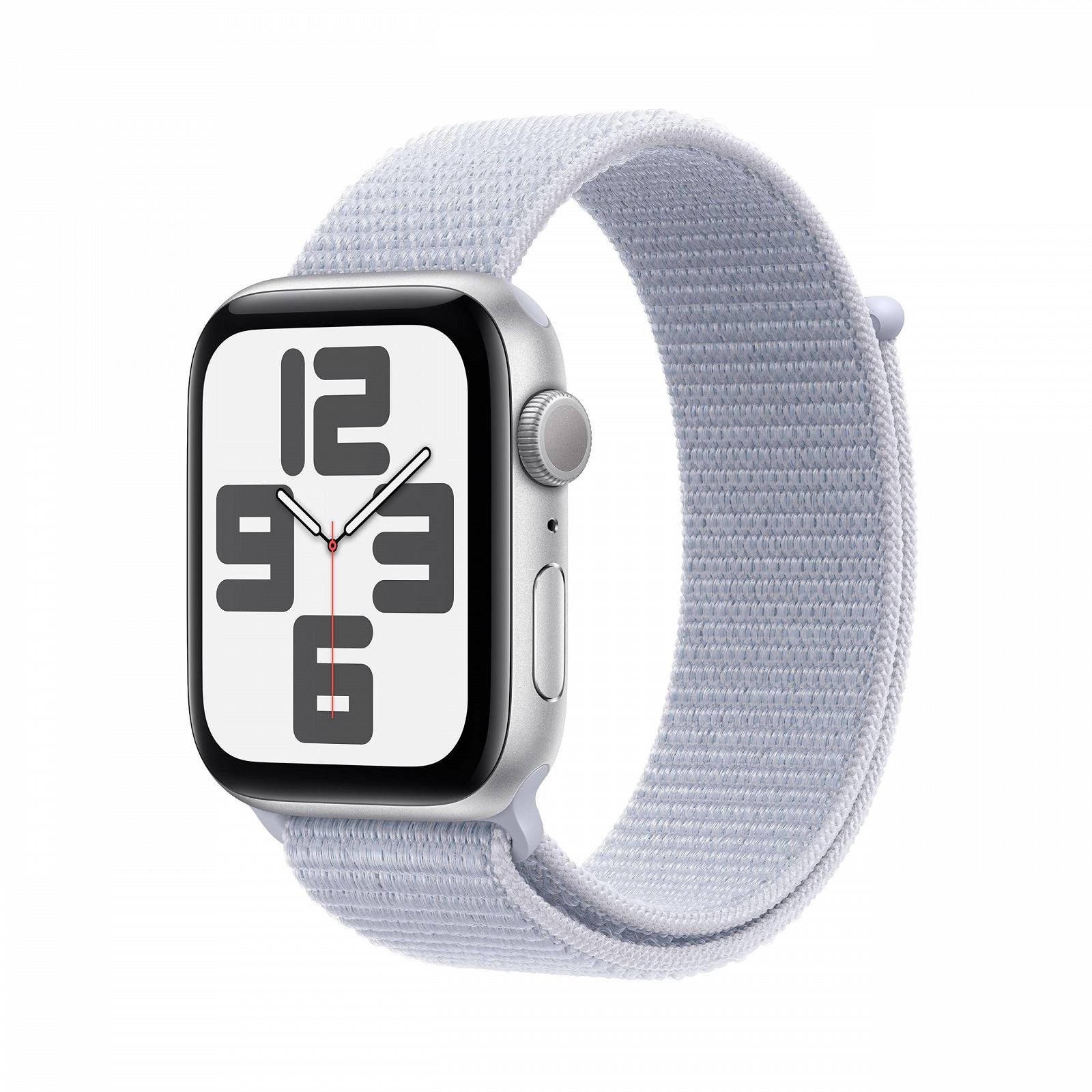 Смарт-годинник Apple Watch SE (2nd Generation) GPS 44мм Алюмінієвий корпус сріблястий та Sport Loop синя хмара (One Size), фото №1