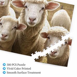 Пазл Sheep and Lambs 500 деталей деревянный 52 x 38 см synthetic.ua - Фото 1