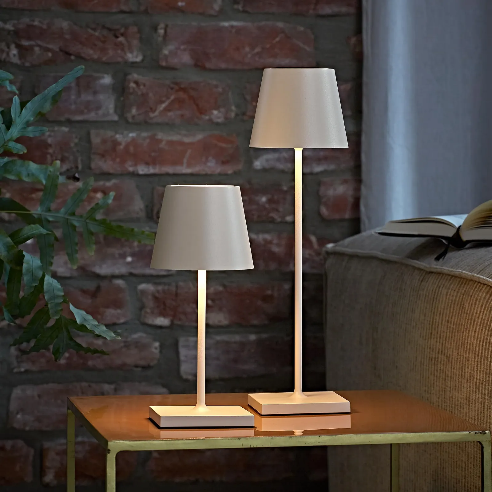 Настільна акумуляторна LED лампа Sigor Nuindie Mini Димована IP54 Висота 25 см USB-C 12 год Тонкий бежевий Упаковка 2 шт, фото №7