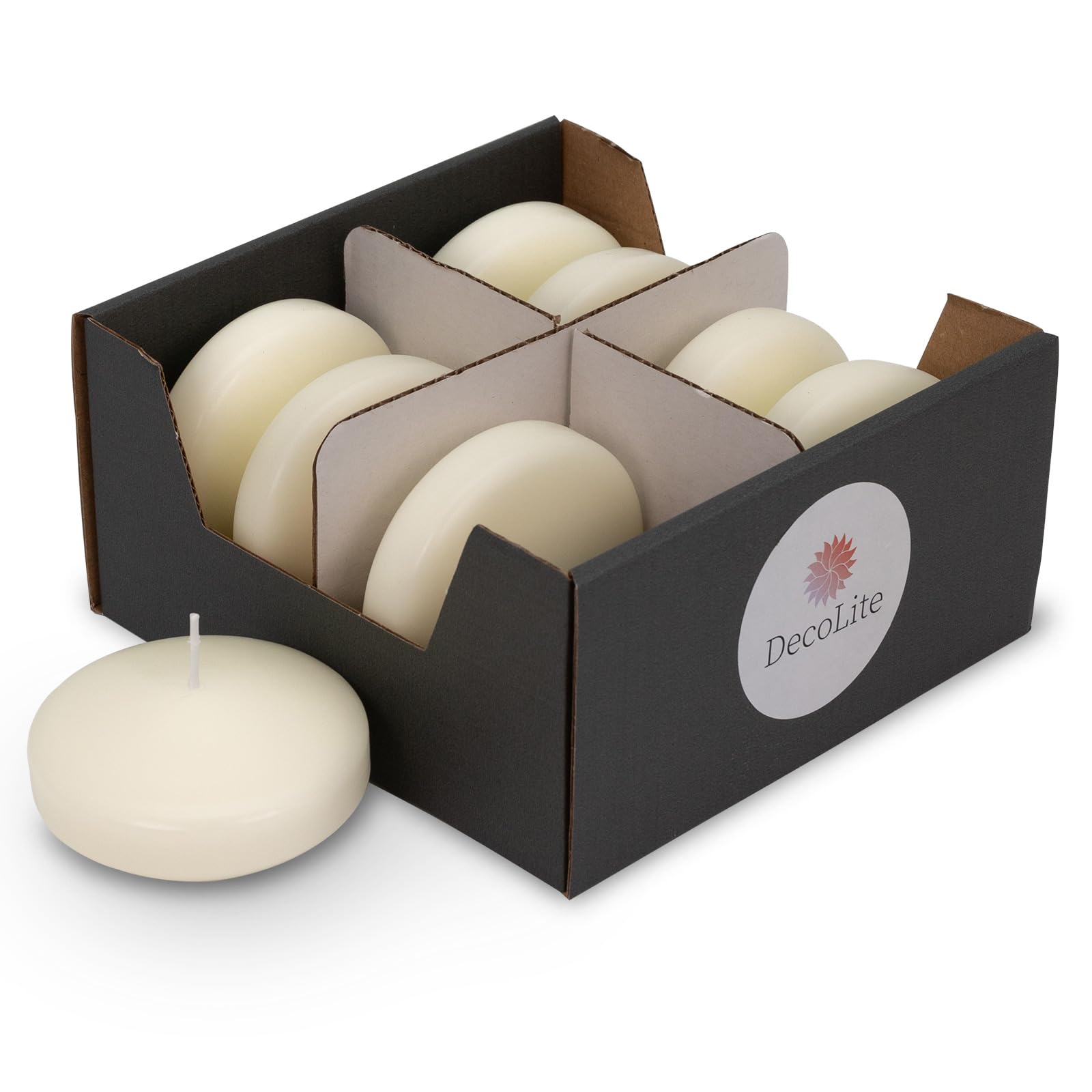 Свічки DecoLite Maxi XL Плаваючі Великий Набір 8 в коробці Діаметр 8 см 8 годин Час горіння Без аромату Парафінові Колір слонової кістки, фото №1 Свічки DecoLite Maxi XL Плаваючі Великий Набір 8 в коробці Діаметр 8 см 8 годин Час горіння Без аромату Парафінові Колір слонової кістки, фото №1
