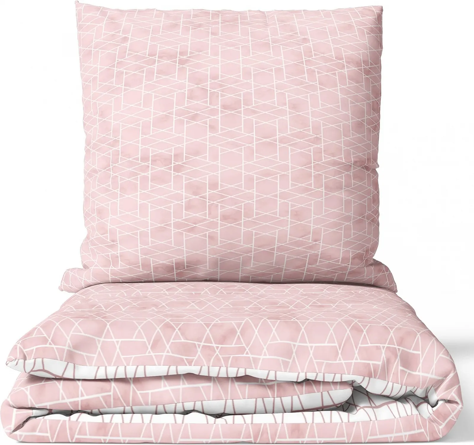 Постільна білизна Leonado Vicenti Renforcé 100% Cotton Reversible Diamond Design 135 x 200 см Рожево-біла, фото №1