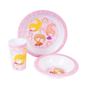 Набор детской посуды Сказочная Фея: тарелка, миска, чашка, набор карандашей, разноцветный - Фото 1